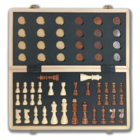 Scacchiera Magnetica Pieghevole 2 in 1 Portatile in Legno con Dama