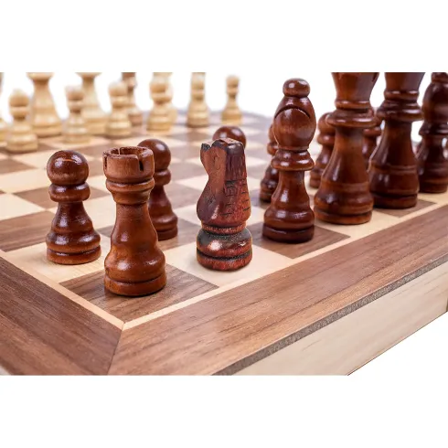 Scacchiera Pieghevole Deluxe in Legno Set Salvaspazio Richiudibile
