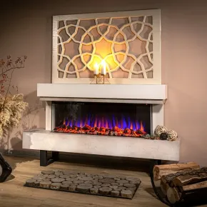 Caminetto Elettrico Moderno 1500W da Pavimento Fiamma 3D Multicolore 2