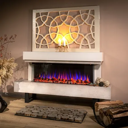 Caminetto Elettrico Moderno 1500W da Pavimento Fiamma 3D Multicolore