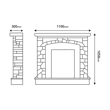 Caminetto Elettrico Classico 1500W Finitura Legno e Pietra e Suono Legna