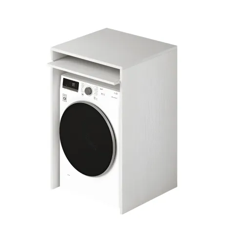 Mobiletto in Legno Bianco per Lavatrice da Bagno Lavanderia Asciugatrice