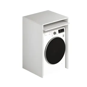 Mobiletto in Legno Bianco per Lavatrice da Bagno Lavanderia Asciugatrice