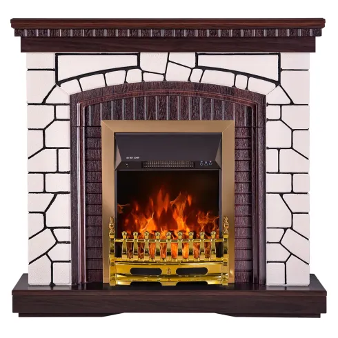 Caminetto Elettrico Cornice Legno da Pavimento 2000W Termostato Regolabile