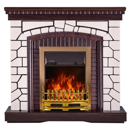 Caminetto Elettrico Cornice Legno da Pavimento 2000W Termostato Regolabile
