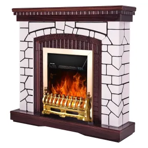 Caminetto Elettrico Cornice Legno da Pavimento 2000W Termostato Regolabile