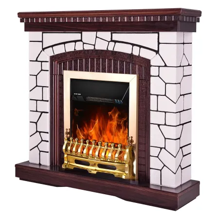 Caminetto Elettrico Cornice Legno da Pavimento 2000W Termostato Regolabile