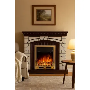 Caminetto Elettrico Cornice Legno da Pavimento 2000W Termostato Regolabile 2