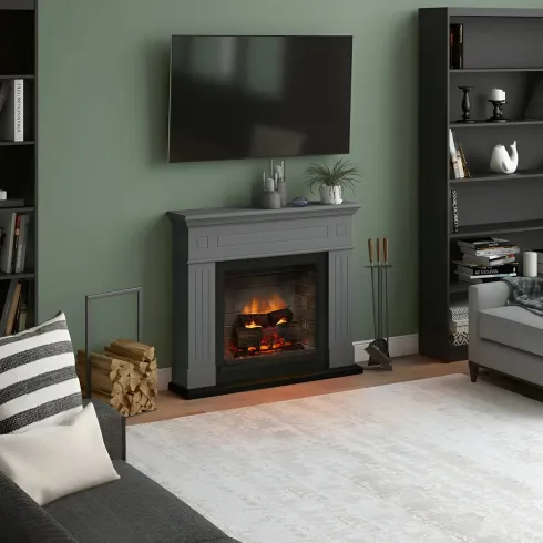 Camino Elettrico Tagu Larsen PowerFlame2 Grigio 1600W