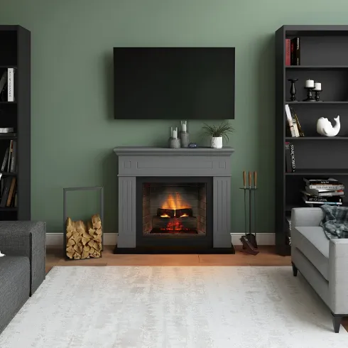 Camino Elettrico Tagu Larsen PowerFlame2 Grigio 1600W