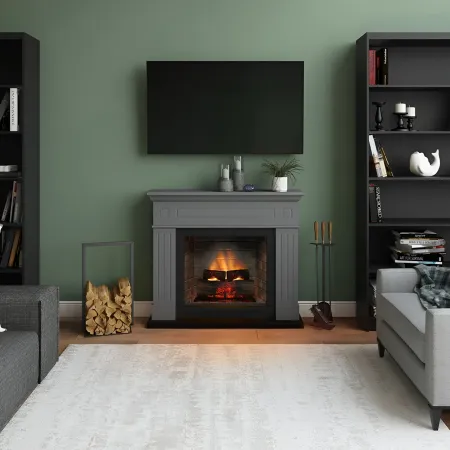 Camino Elettrico Tagu Larsen PowerFlame2 Grigio 1600W