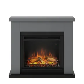 Caminetto Finto Decorativo Elettrico Tagu Frode con Cornice in Legno Grigio 2