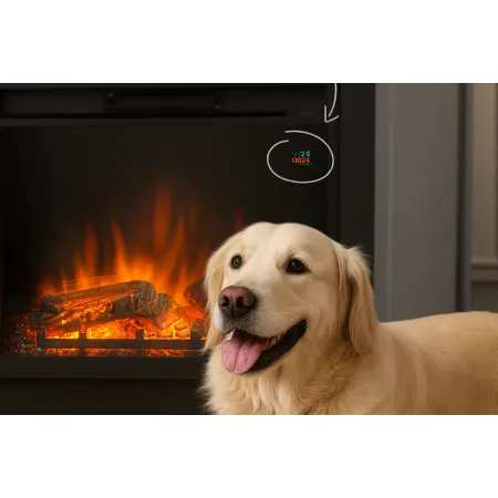 Caminetto Elettrico da Pavimento Tagu Frode con Cornice Decorativa in Legno Beige