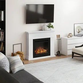 Tagu Larsen Camino Elettrico Fiamma Led Cornice in Legno Bianco 2