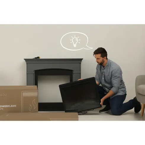 Camino Elettrico Tagu Hagen Bianco a Led da Pavimento con Cornice 1500w
