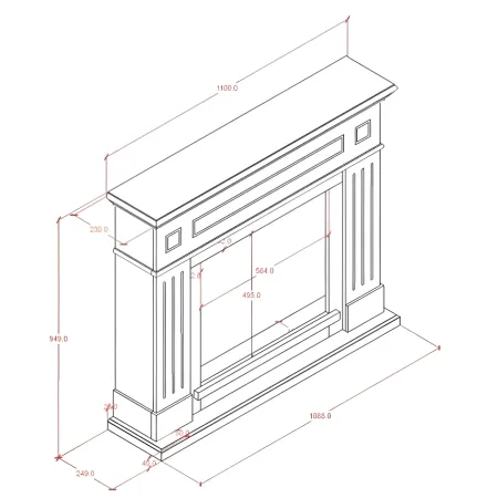 Cornice per Camino Elettrico Tagu Larsen Caminetto in Legno MDF Bianco