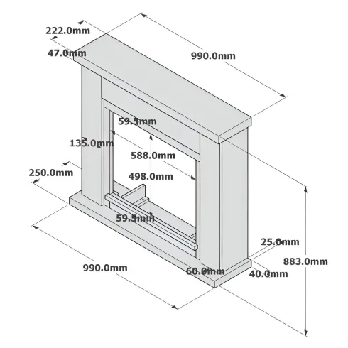 Cornice per Camino Elettrico Tagu Frode Grigia in Legno MDF Caminetto
