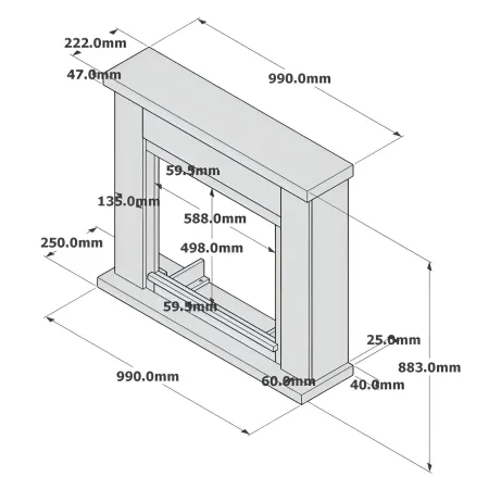Cornice per Camino Elettrico Tagu Frode Grigia in Legno MDF Caminetto