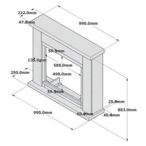 Cornice per Caminetto Elettrico Tagu Frode Camino Bianco in Legno MDF