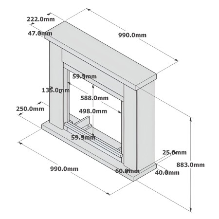 Cornice per Caminetto Elettrico Tagu Frode Camino Bianco in Legno MDF
