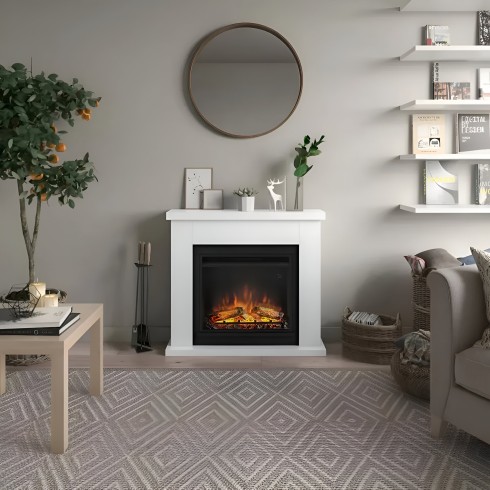 Cornice per Caminetto Elettrico Tagu Frode Camino Bianco in Legno MDF