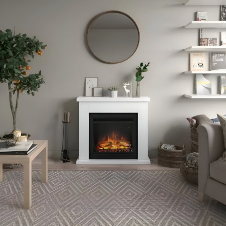 Cornice per Caminetto Elettrico Tagu Frode Camino Bianco in Legno MDF