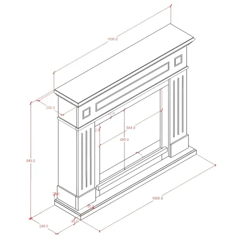 Cornice per Camino Elettrico Nero in Legno MDF Tagu Larsen Caminetto