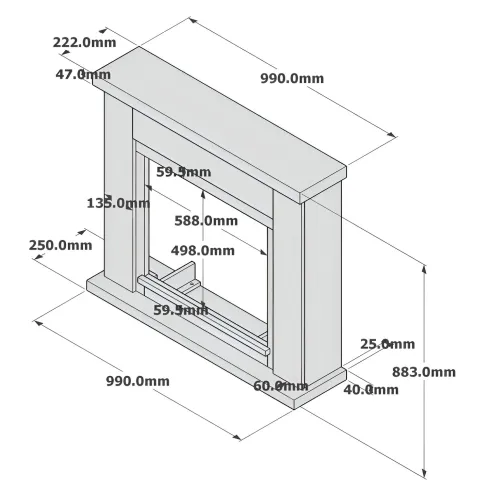 Cornice per Caminetto Elettrico Beige Tagu Frode in Legno MDF Camino