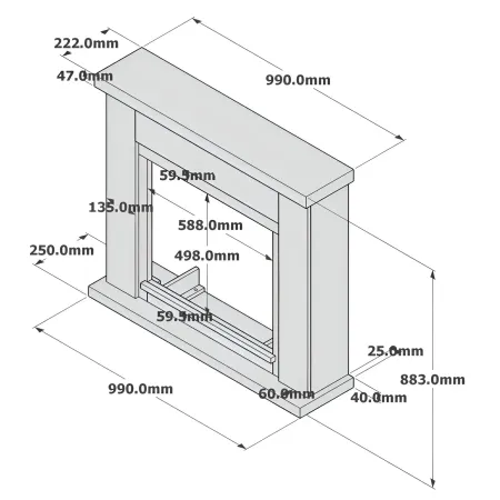 Cornice per Caminetto Elettrico Beige Tagu Frode in Legno MDF Camino