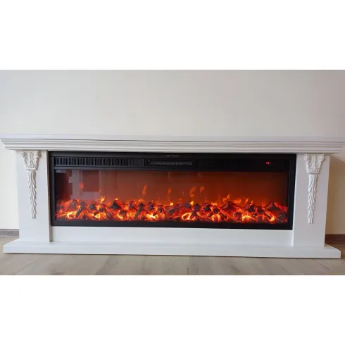 Caminetto Elettrico da Pavimento Crema Effetto Fiamma LED 1600W Moderno