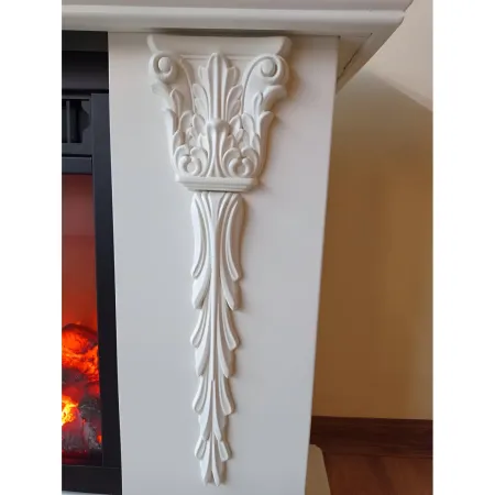 Caminetto Elettrico da Pavimento Crema Effetto Fiamma LED 1600W Moderno
