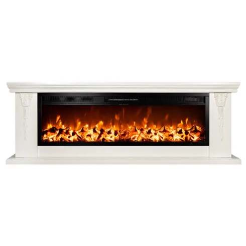 Caminetto Elettrico da Pavimento Crema Effetto Fiamma LED 1600W Moderno