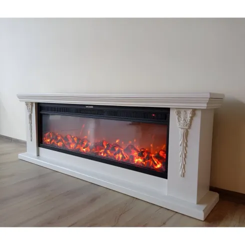 Caminetto Elettrico da Pavimento Crema Effetto Fiamma LED 1600W Moderno