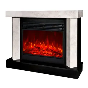 Camino Elettrico 1950W da Appoggio Effetto Fiamma Suono Legna Beige