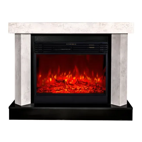 Camino Elettrico 1950W da Appoggio Effetto Fiamma Suono Legna Beige