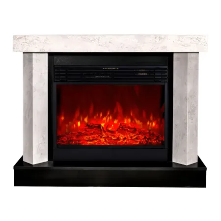 Camino Elettrico 1950W da Appoggio Effetto Fiamma Suono Legna Beige