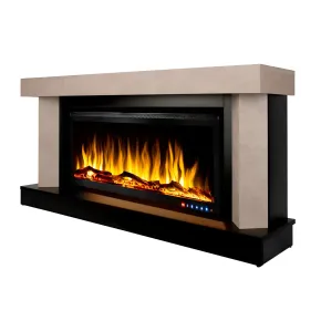 Caminetto Elettrico 1500W Moderno Beige con 60 Colori LED e Termostato