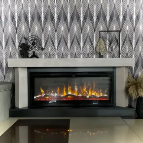 Caminetto Elettrico 1500W Moderno Beige con 60 Colori LED e Termostato 2