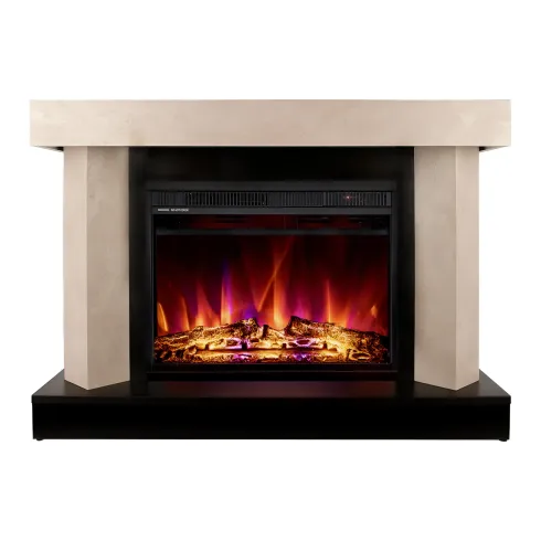 Camino Elettrico Riscaldamento 1500W Moderno Beige Fiamma 3 Colori