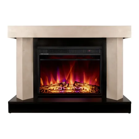 Camino Elettrico Riscaldamento 1500W Moderno Beige Fiamma 3 Colori