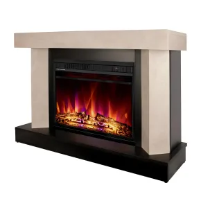 Camino Elettrico Riscaldamento 1500W Moderno Beige Fiamma 3 Colori