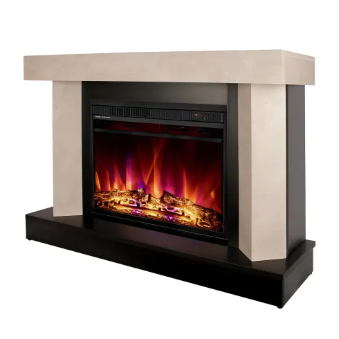 Camino Elettrico Riscaldamento 1500W Moderno Beige Fiamma 3 Colori