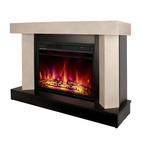 Camino Elettrico Riscaldamento 1500W Moderno Beige Fiamma 3 Colori