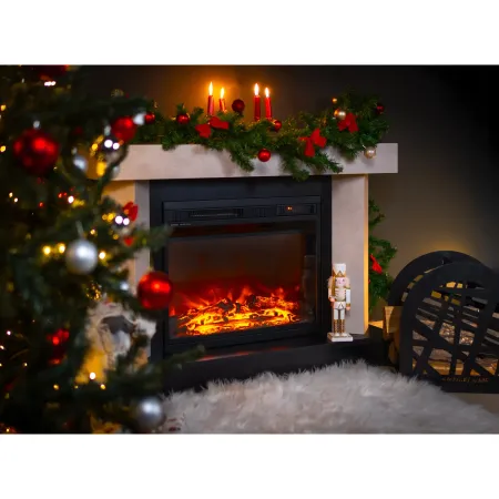 Camino Elettrico Riscaldamento 1500W Moderno Beige Fiamma 3 Colori