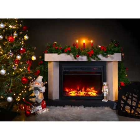 Camino Elettrico Riscaldamento 1500W Moderno Beige Fiamma 3 Colori