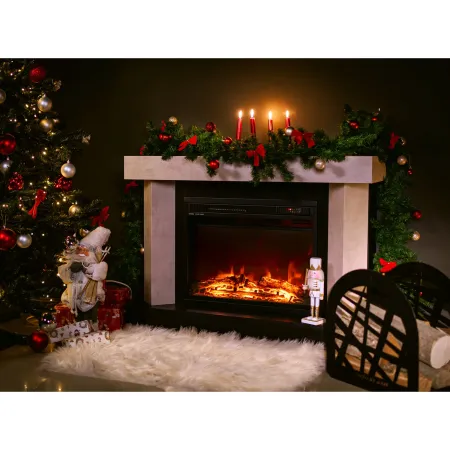 Camino Elettrico Riscaldamento 1500W Moderno Beige Fiamma 3 Colori