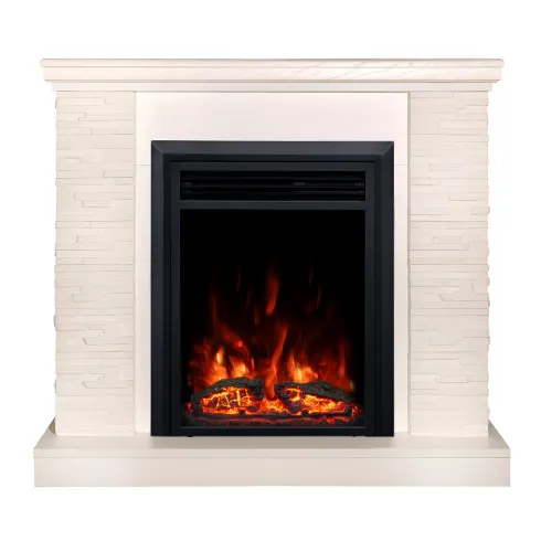 Camino Elettrico Bianco Effetto Pietra 1500W Moderno Fiamma Colorata