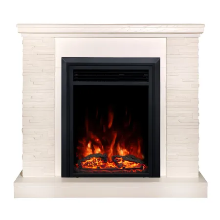 Camino Elettrico Bianco Effetto Pietra 1500W Moderno Fiamma Colorata