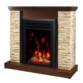 Camino Elettrico 1500W da Terra Noce Rustico Effetto Fiamma Realistico