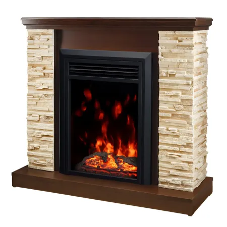 Camino Elettrico 1500W da Terra Noce Rustico Effetto Fiamma Realistico